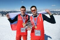 Даянов и Мыскин выиграли первый в истории ЧЕ по волейболу на снегу.